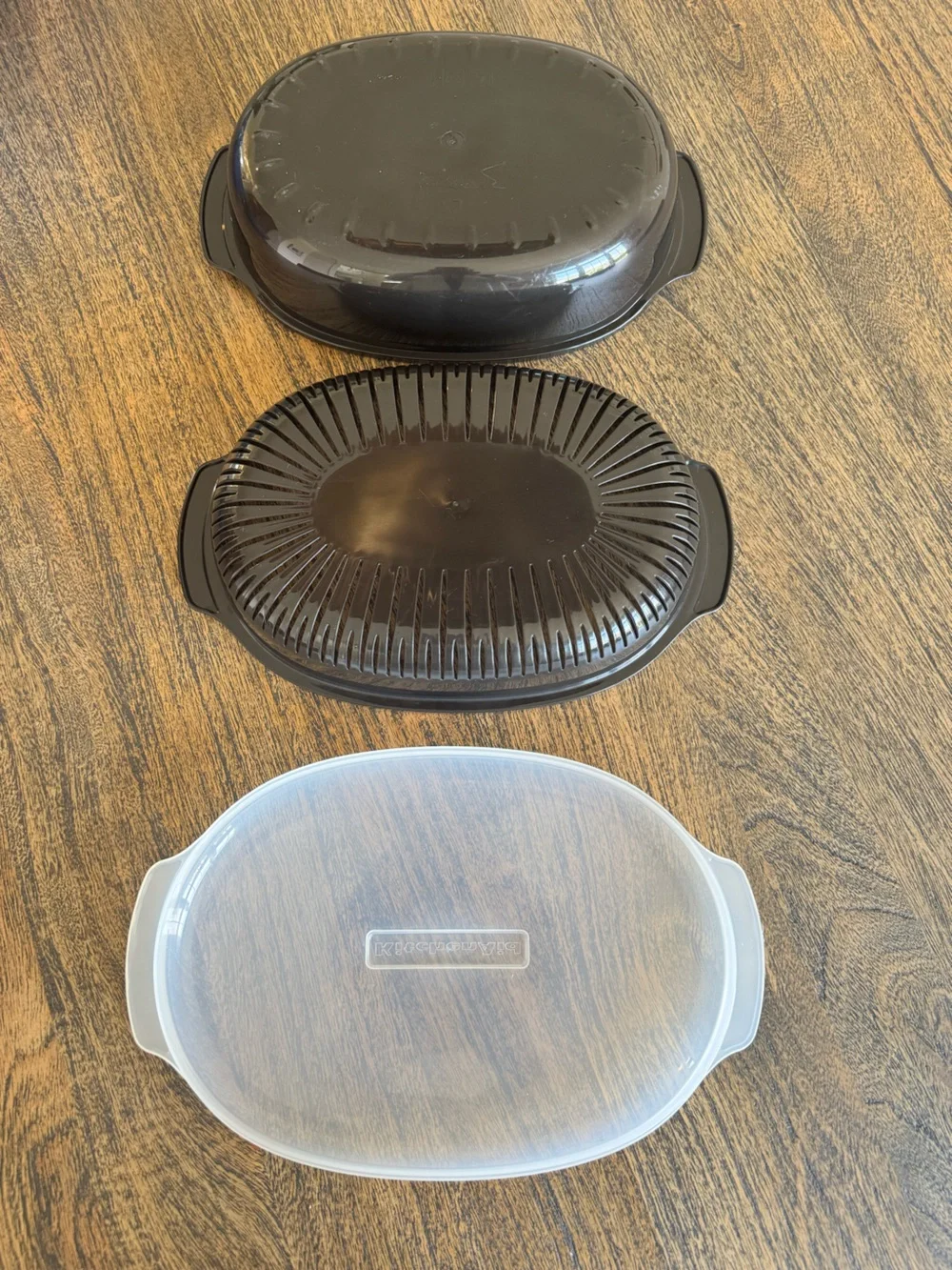 KitchenAid Universal Microwave Steamer 3 Piece Set Black Oval